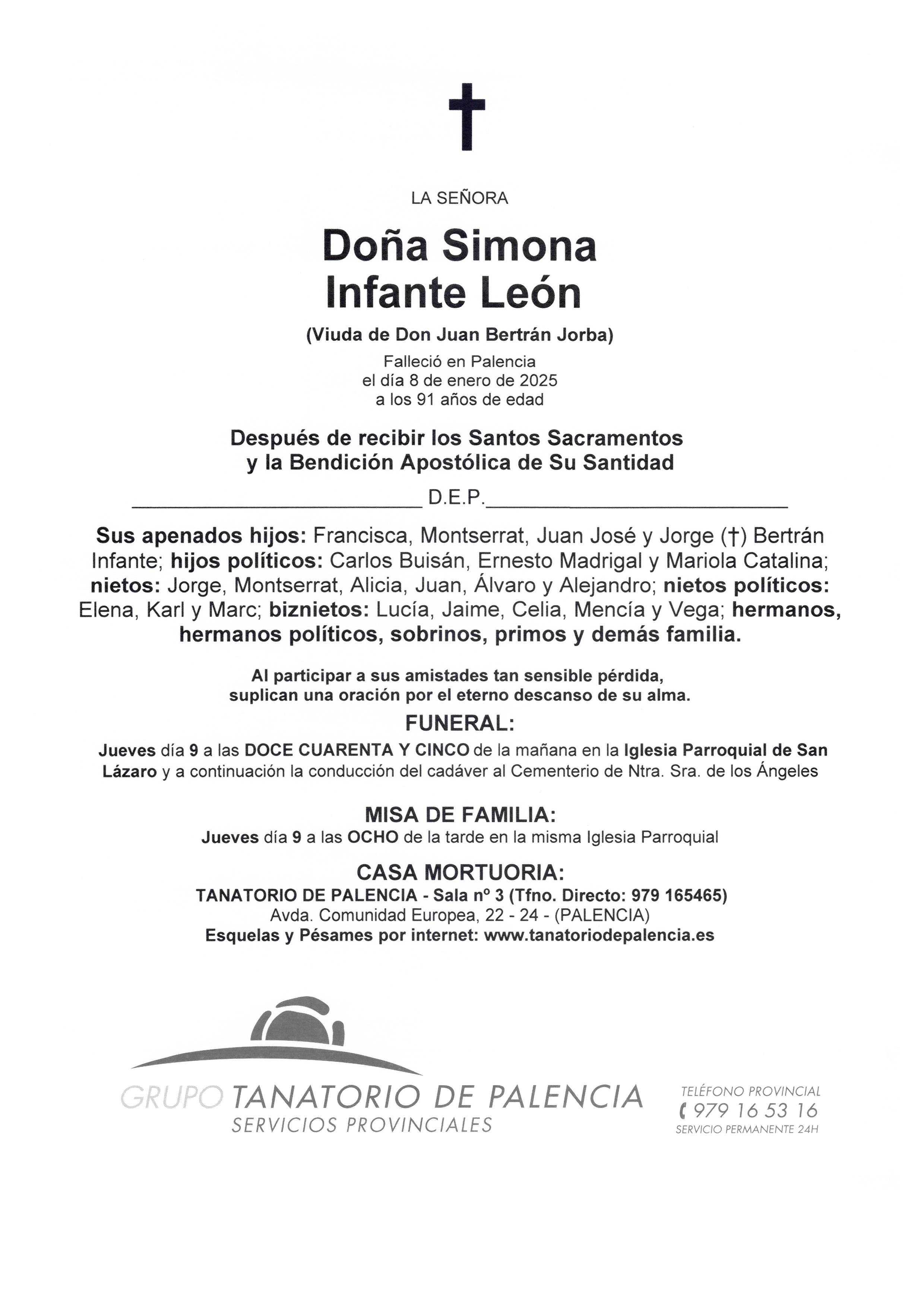 LA SEÑORA DOÑA SIMONA INFANTE LEÓN